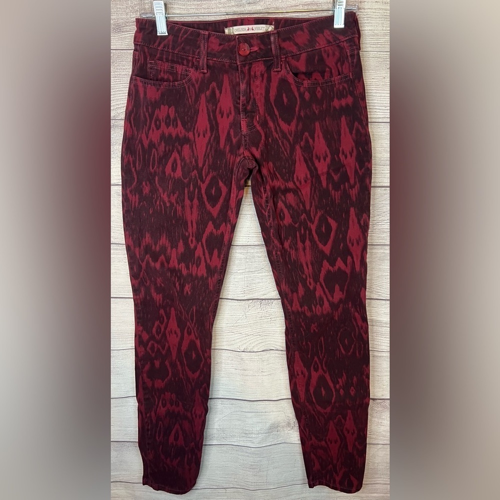 Chelsea & Violet Boho Ikat Print‎ Statement Skinny Jeans Size 27